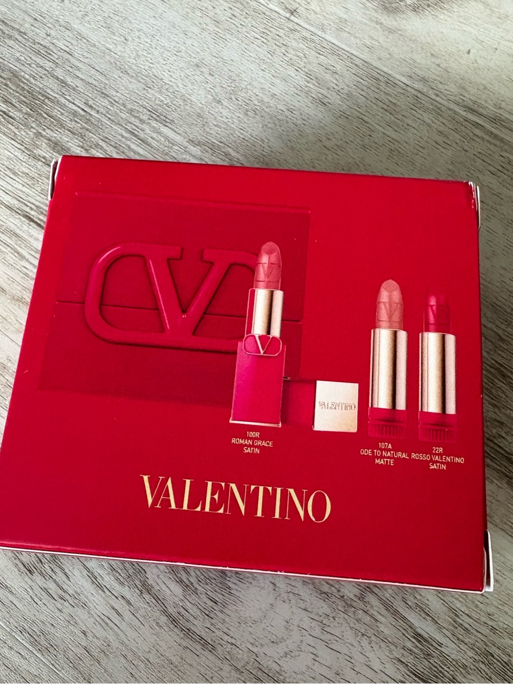 Valentino Red Lipstick Set with Gold Accents